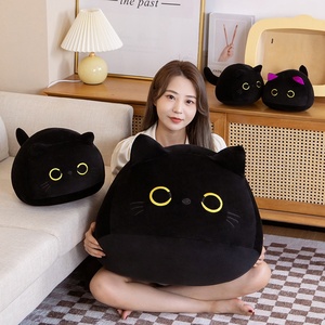 Peluche chat noir mignonne unisexe, poupée chaton en coton PP, poupée en tissu confortable, cadeau idéal pour une fête d'anniversaire, technique lavée - Product Image 2