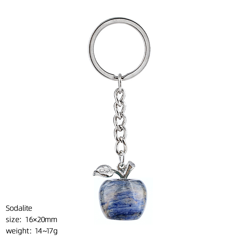 Llavero de manzana con raya azul.