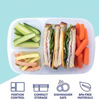 Boîte à Lunch étanche en plastique, réutilisable, pour adultes, 7 pièces, avec 3 compartiments