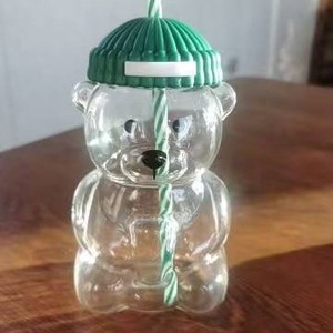 Nouveau stock Tasse en verre en forme d'ours mignon avec couvercle et paille Anti-fuite Grande capacité Utilisation à froid et à chaud Tasse à café - Product Image 6