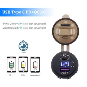 <span class=keywords><strong>Cargador</strong></span> USB Marino Impermeable para Barco, 12V, Doble USB <span class=keywords><strong>C</strong></span> PD3.0 <span class=keywords><strong>Tipo</strong></span> <span class=keywords><strong>C</strong></span> QC3.0, Enchufe de Carga para Coche con Voltímetro LED e Interruptor - Product Image 5
