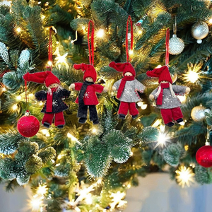 Set of 2 <b>Christmas</b> Tree wood gnome ornaments Cute doll Decorations - Product Image 3