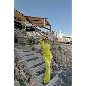 Vestido de Fiesta Formal Verde Electra, Sin Tirantes, Cintura Imperio, Tirantes Espagueti, Sólido, Translúcido, Talla XS, para Banquetes, Playa, Verano, ODM - Product Image 3