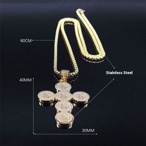 Collar con colgante de Cruz chapado en oro, cadena Figaro de acero inoxidable, collar con crucifijo de San Benito para hombre - Product Image 5