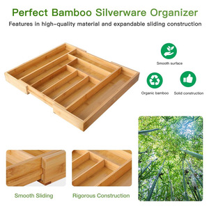 Bamboo Expandable <b>Drawer</b> <b>Storage</b> <b>Box</b> 18L Office Organizer Rectangular Standing Type - Product Image 2