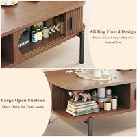 Table basse moderne convertible avec porte coulissante, rangement, en bois, meubles de salon, table d'appoint