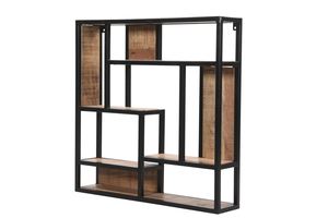 Estante de pared de diseño en hierro/madera, negro, con acabado PC/Mango Ar, de la colección de muebles de metal/madera de mango, a precio mayorista. - Product Image 6