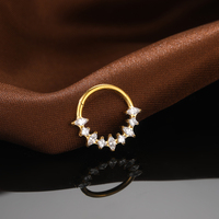 ASTM F136 Titanium Marquise dan cincin hidung Clicker Segmnet berengsel zirkon persegi grosir cincin Septum hidung