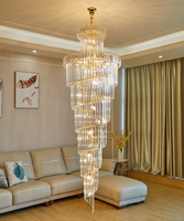 Cristal de luxe pour bâtiment en duplex Escalier Hall d'hôtel Villa Salon-Pendentif rotatif Lumière Creuse Milieu pour l'ingénierie