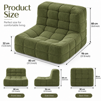 Fauteuil de lecture confortable vert mousse avec coussin, soutien ergonomique, soulagement de la pression, maintien stable, idéal pour appartement, chambre d'amis