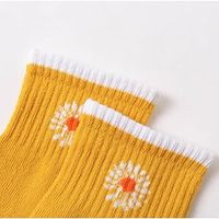 Chaussettes de sport thermiques épaisses et respirantes pour homme, en polyester de haute qualité, à rayures, avec logo marguerite blanche sur le bord du mollet et à la semelle, idéales pour l'hiver.