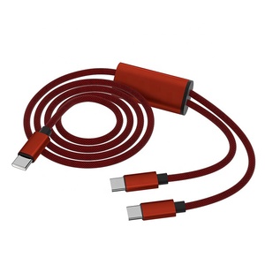 Câble de charge rapide 100W PD multi-USB-C tressé en nylon 2-en-1 double Type-C pour ordinateur et imprimante, en cuivre pur, vente en gros - Product Image 1