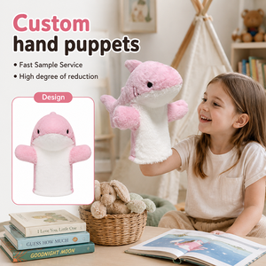 Marionnettes en peluche personnalisées à <span class=keywords><strong>bouche</strong></span> ouvrable, jouet animal marin en coton PP, interaction parent-enfant, anti-stress, brodé - Product Image 1