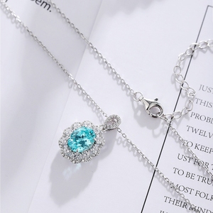 Collar con Colgante de Plata de Ley S925 con Incrustaciones de Paraiba Cultivada, Estilo Princesa <span class=keywords><strong>Diana</strong></span>, de la Fábrica de Joyería MUSHAN, para Mujer - Product Image 4