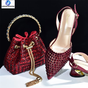 Bolso de zapatos de alta calidad de estilo más nuevo, conjunto de zapatos de mujer con piedras de <span class=keywords><strong>lentejuelas</strong></span> con cuentas, conjunto de zapatos y bolsos para fiesta de boda - Product Image 3