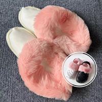 Vente en gros de semelles intérieures en fourrure sabot couvre-chaussures longue fourrure doublure en peluche hiver chaud sabots pantoufles couvre-chaussures pour enfant femme homme