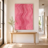Peinture à l'huile texturée abstraite rose faite à la main, minimaliste, grande taille, encadrée, prête à accrocher, vente en gros de tableaux et d'art mural