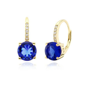 Orecchini classici Vintage placcati in oro con zirconi blu alla moda stile pendente a cerchio gioielli in ottone opale pietra principale SVLE0853XH2GM00 - Product Image 1