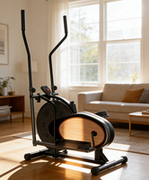 Vélo elliptique d'exercice à résistance à l'air, machine d'exercice silencieuse à entraînement magnétique, elliptique LFC1021-marron