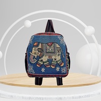 Sac à dos unisexe en toile avec fermeture éclair, broderie florale éléphant, sac à compartiments multiples, mignon et tendance, style ethnique chinois, cartable