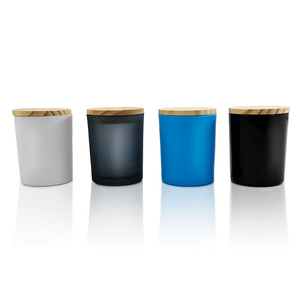 Service OEM de haute qualité, impression laser de logo, pot en verre rond anti-déversement avec couvercle en bois, style artistique, modèle de peinture en bambou et pin - Product Image 2
