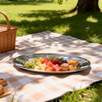 Assiette ovale peu profonde non magnétique pour nouilles de riz, couleur unie, design moderne et minimaliste, modèle LH-YP, vaisselle pour hôtel