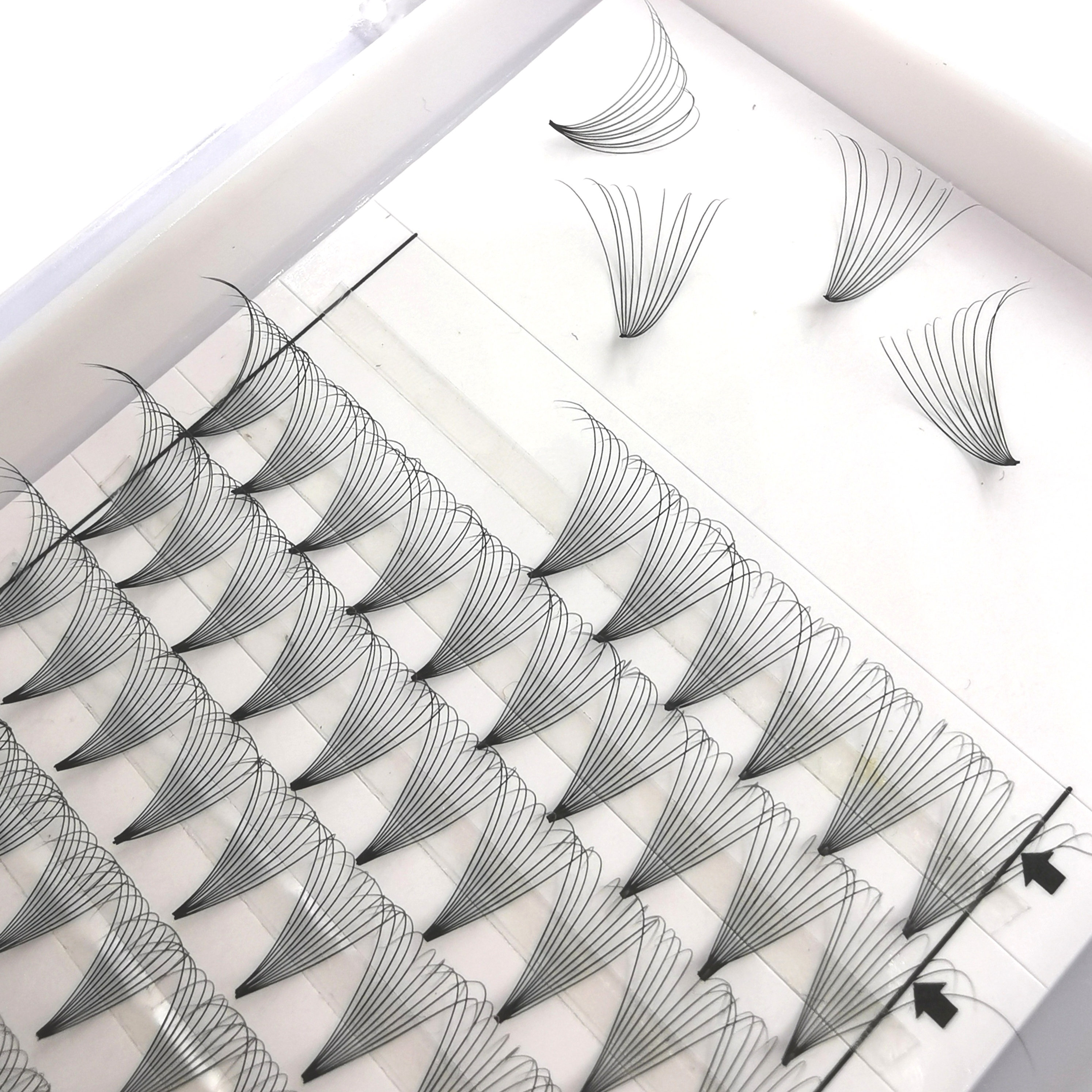 Lashes3d оптовый поставщик шелковые ресницы свет. 05 d завитки 10d предварительно fanned объемные ресницы