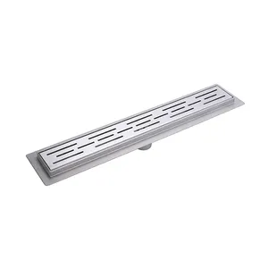 Cubierta de drenaje de ducha de baño, tubo de drenaje lineal de acero inoxidable, rectangular, larga - Product Image 1