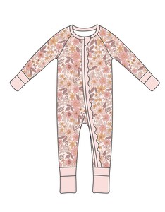 Qingli Oem Tanpa Tarif, MOQ Rendah, Romper Anak Bambu Lengan Panjang dengan Ritsleting Dua Arah dan Ruffle - Product Image 6