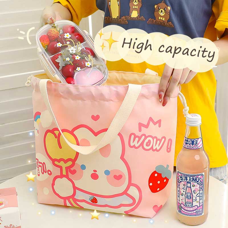 Симпатичная мультяшная сумка для ланча с сердечками для девушек, Мягкая Милая водонепроницаемая сумка для ланча, Студенческая офисная изолированная сумка для ланча для работы