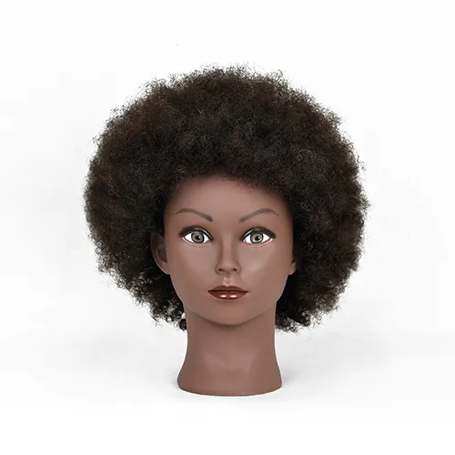 High Quality Real Raw Hair Mannequin Head Hairdresser Training American African Salon Manikin Cosmetology Doll Head