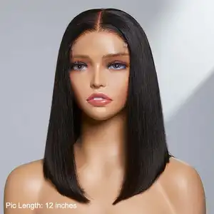 Grosir rambut Vietnam mentah Wig Bob rambut manusia Virgin Wig Frontal renda Wig tanpa lem tulang lurus Wig Bob