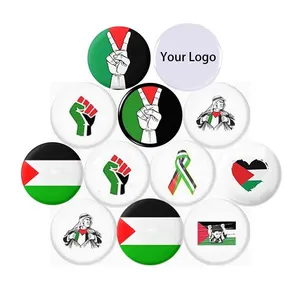 Logotipo personalizado Emblema De Forma Redonda Palestina Botão Pin Badge Gaza Com Pin De Segurança