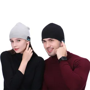Wholesale amazon beanies womens-MUSICHAT Amazon Hot Cheap Women Sports Winter Warm Knit Beanie Hats Wireless Caps Custom Bluetooth Music Hat With Headset