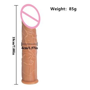 Wiederverwendbare Weiche Wasserdichte Penis-Hülle Verlängerung Realistisches Kondom Erweiterung Massage-Pistole Männer Penisvergrößerer Kondom-Scheide Verzögerung - Product Image 6