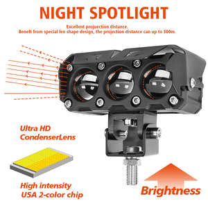 Đèn <span class=keywords><strong>LED</strong></span> Zda09 3 màu tích hợp 3000K 6000K 4300K 12V 24V 70W 30000Lm dùng cho lái xe trong sương mù, đèn xe máy địa hình 4x4 - Product Image 4