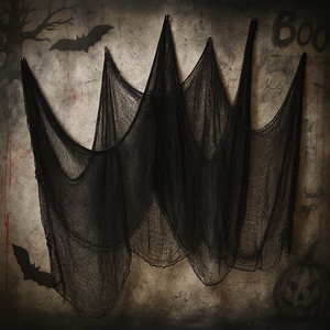 Halloween Decoration Black Gauze Bar Haunted House Atmosphere Layout <b>Cloth</b> Halloween Black Muslin Gauze - Product Image 1