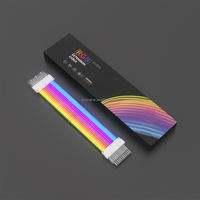 Kabel Ekstensi Power Supply ATX 24Pin 18AWG 245MM, Kit Kabel RGB Flat Sleeved untuk Casing Komputer Gaming