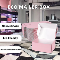 Emballage personnalisé en carton ondulé kraft rose écologique et recyclable avec logo, revêtement UV, gaufrage doré pour chaussettes