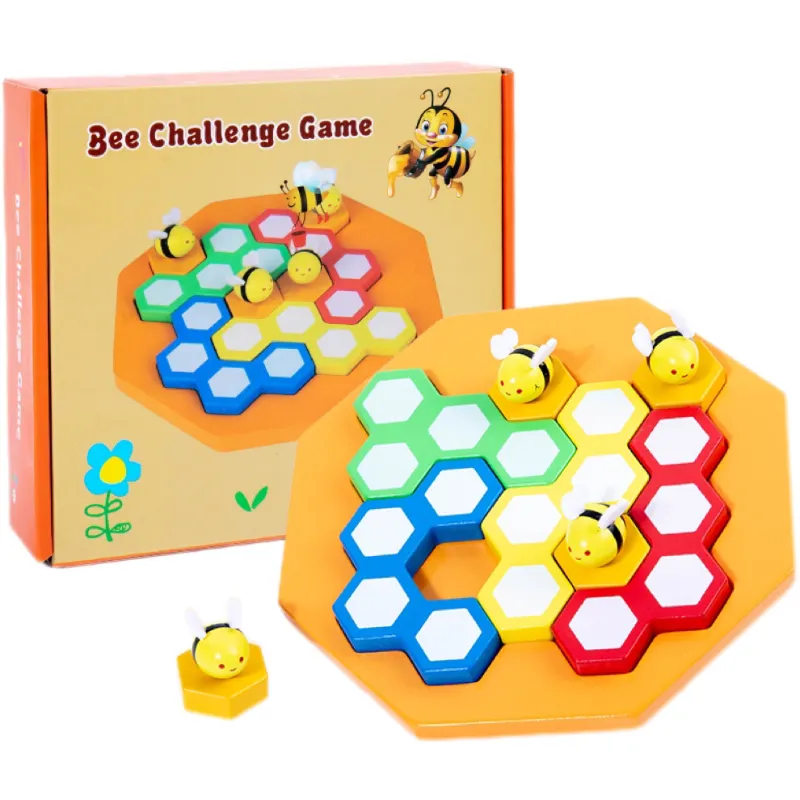 Nuevo diseño de pensamiento lógico, juguete de entrenamiento de enfoque, juego de rompecabezas 3D de madera, tablero de Historia de abeja de madera para niños pequeños
