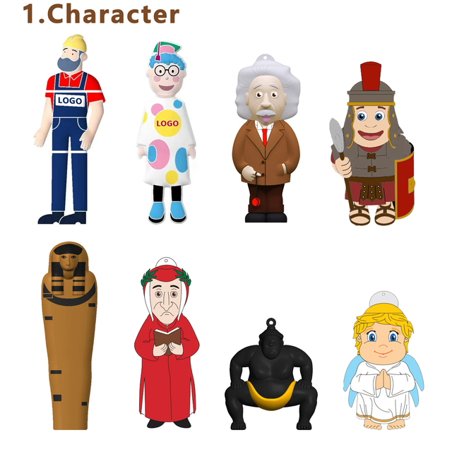 PVC Rubber OEM Custom USB Flash Drive 3D Cartoon Shape USB Pendrive USB2.0 Novelty Decorative Memory Stick for Promotional Gifts