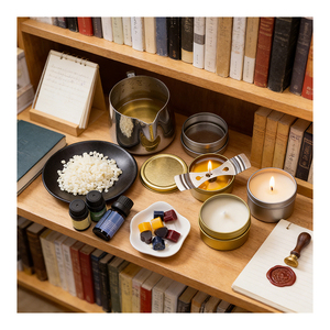 Recipientes de lujo para velas vacíos con tapa y caja para presentación y exhibición de cera aromática personalizada. - Product Image 5