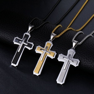 Usine de bijoux religieux uniques, fabrication sur mesure OEM, pendentif en acier inoxydable 316 pour homme, croix de Jésus-Christ en métal - Product Image 1