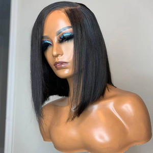 Pelucas de Cabello <span class=keywords><strong>Humano</strong></span> Peruano Baratas, Peluca Corta Bob con Frente de Encaje, Pelucas Bob Lisas Brasileñas con Frente de Encaje HD para Mujeres Negras - Product Image 1