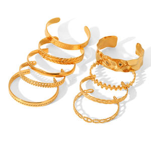 Gelang manset dapat disesuaikan berlapis emas <span class=keywords><strong>18k</strong></span> tahan air MW gelang mode wanita noda terbuka gelang tangan desainer baja tahan karat - Product Image 5