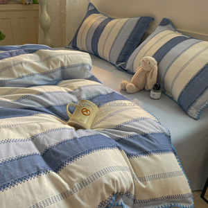 Funda nórdica de algodón con esquema de Color Polar azul glaciar, estilo nórdico Simple, 4 en 1 juego de cama, patrón de costura - Product Image 3