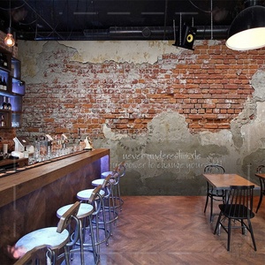 วอลล์เปเปอร์ตกแต่งภาพจิตรกรรมฝาผนังร้านอาหาร<span class=keywords><strong>ลาย</strong></span>อิฐซีเมนต์สไตล์อุตสาหกรรมย้อนยุค - Product Image 1