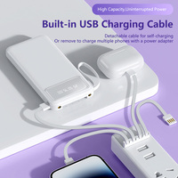 Power Bank SChitec de 10000mah y 10W con Certificación CE FCC RoHS para Carga Segura de Dispositivos Móviles en Viajes, con Cable 4 en 1 Desmontable Incorporado