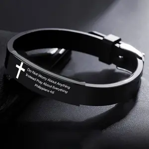 Hot Sale Cross Bracelet Christian Bible Prayer Stainless Steel Bracelet For Women Man