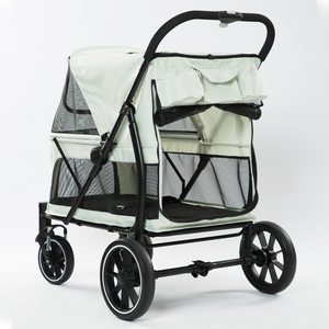 Katlanır 4-Wheel köpek arabası sırt çantası tarzı evcil hayvan taşıyıcı küçük köpekler ve kediler için seyahat için alışveriş yürüyüş oynarken - Product Image 6